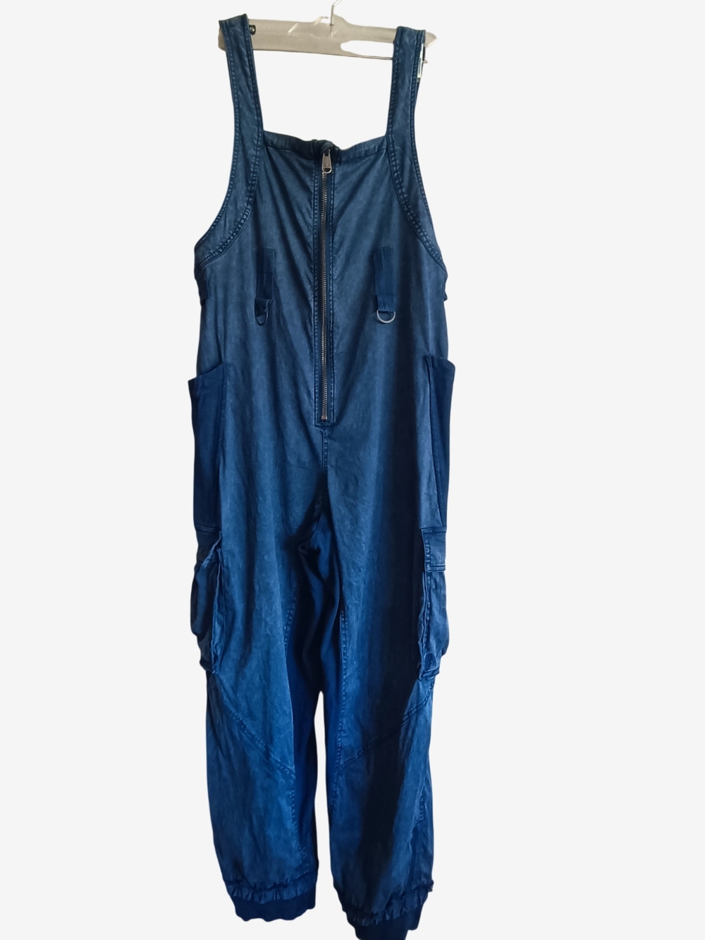Free People Movement Fast Track Denim Cargo Onesie Jumpsuit L